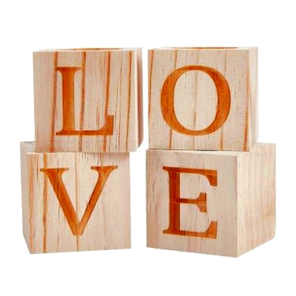 Valentine's Day Wood Candle Holder, Candlestick Engraved with Word Love - Picture 4 of 4